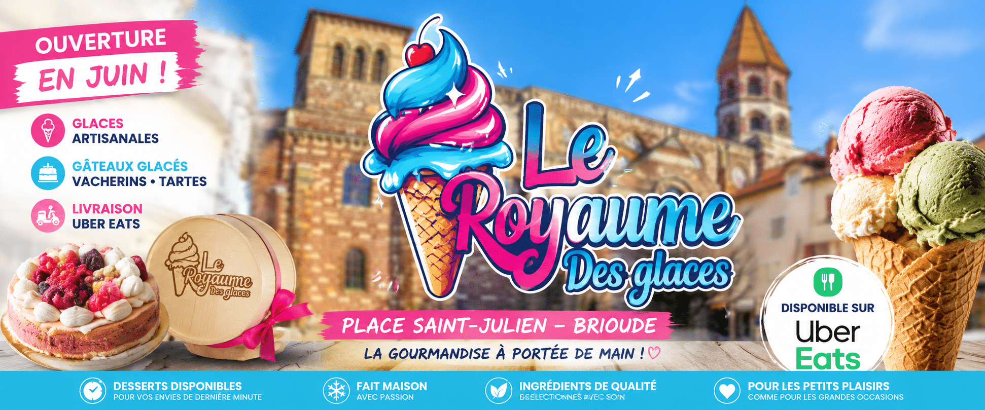 Le Royaume des Glaces à Brioude face à la basilique